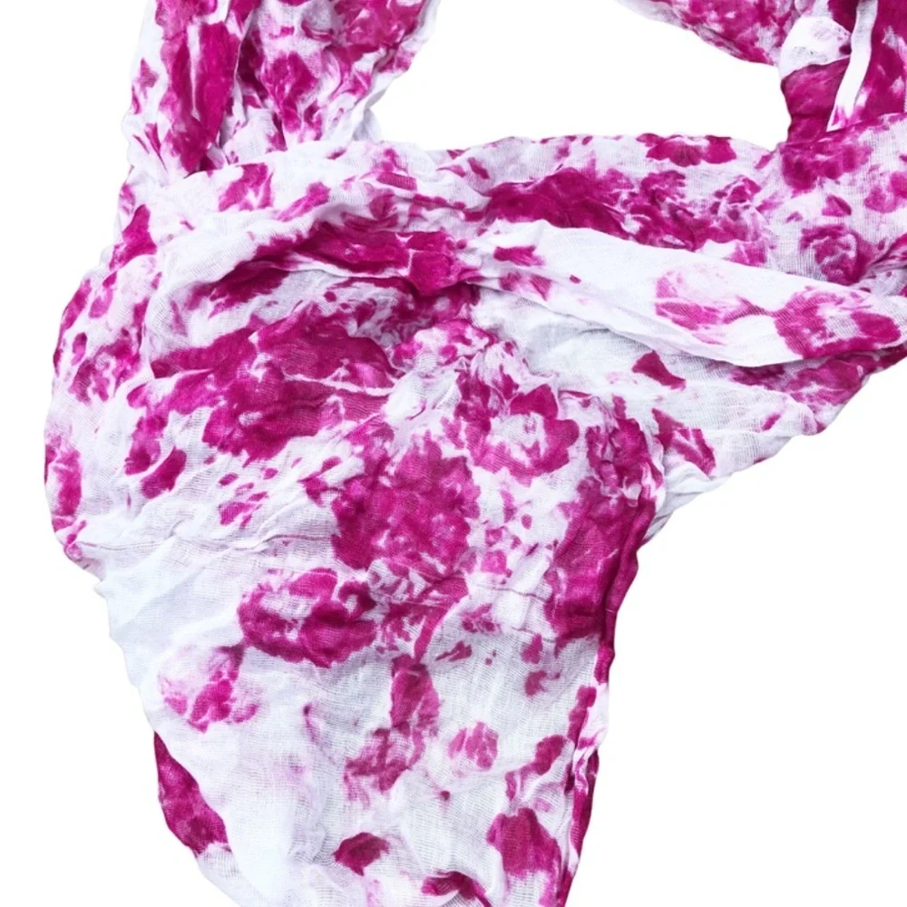 New Charming Charlie‎ Infinity Scarf Pink White Tie Dye Viscose Lightweight